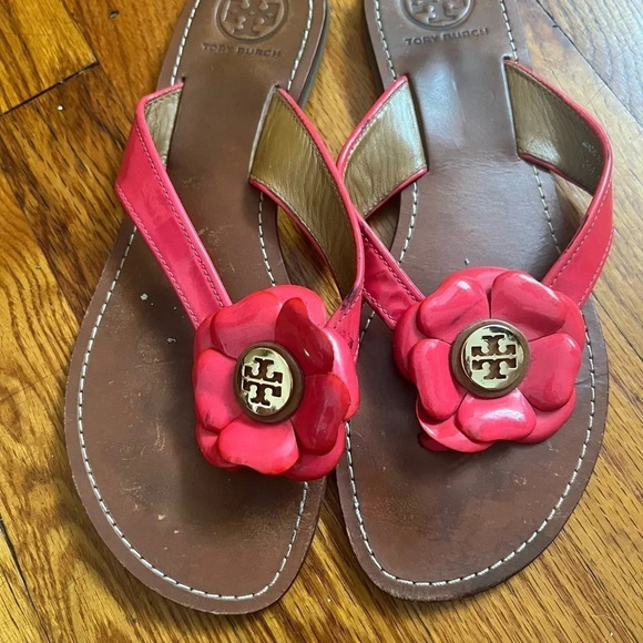 Tory Burch red flower sandals size 8 - Picture 4 of 4